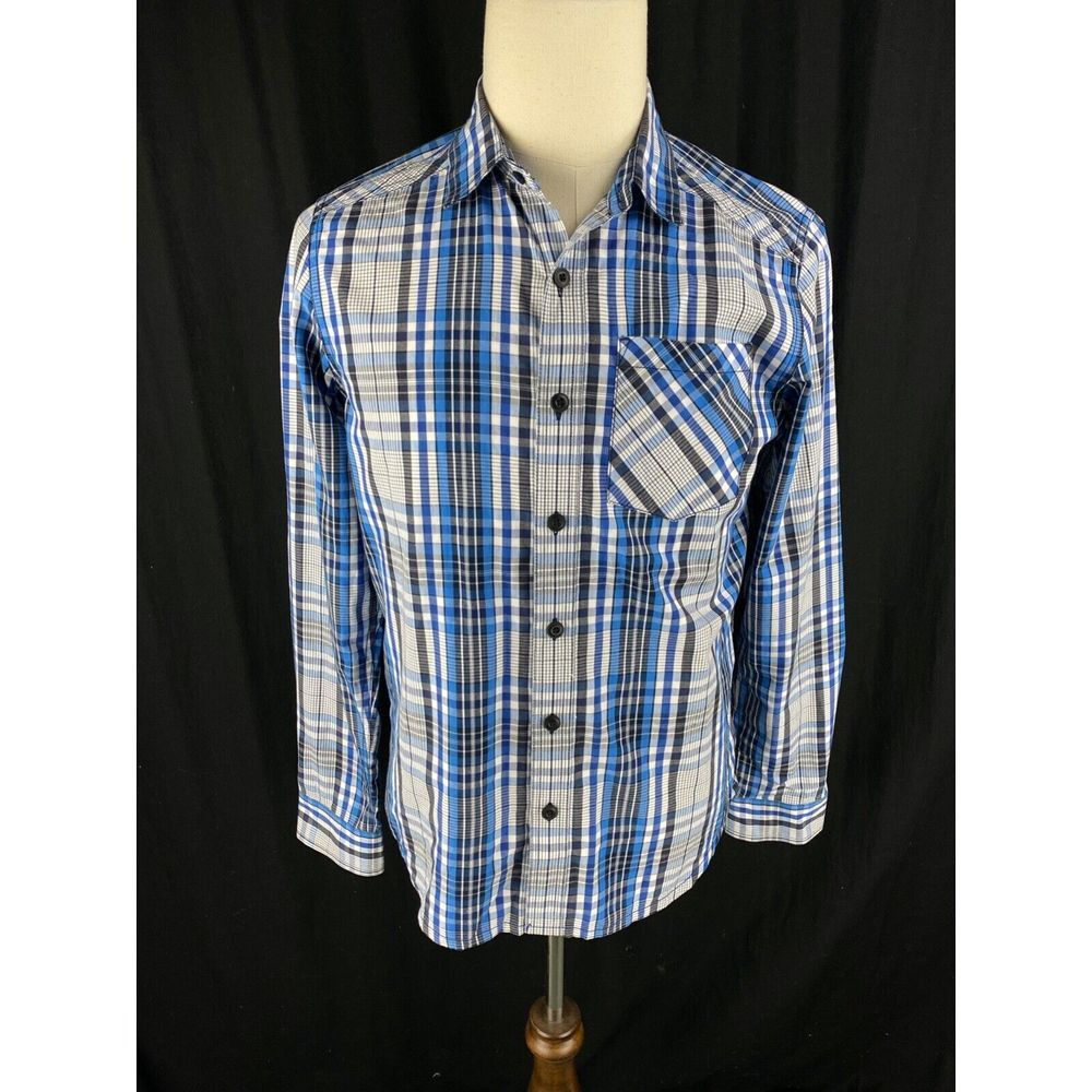 Prana Mens Size SML Button Down Long Sleeve Shirt Plaid Tartan Cotton